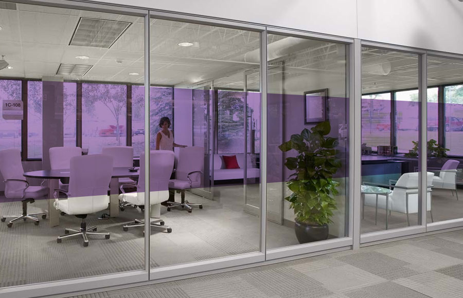 Protected glass storefront with security film